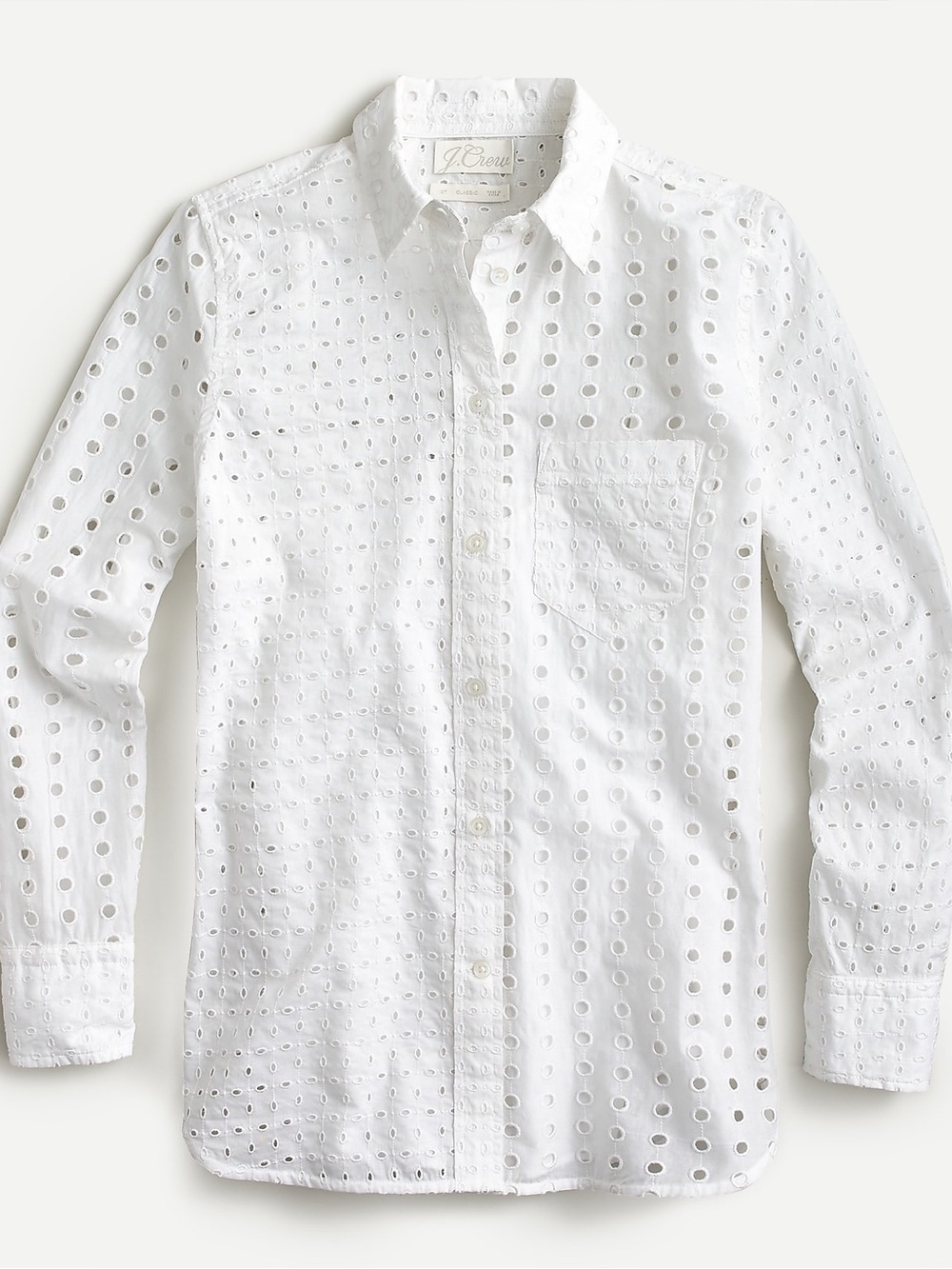 J. CREW Classic-Fit Shirt Button Down Eyelet White Size 8 Women’s